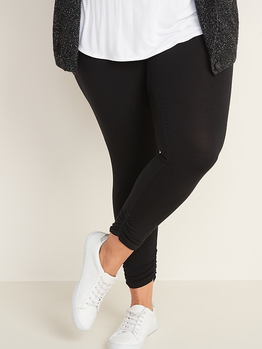 View large product image 1 of 2. High-Waisted Ruched Plus-Size Leggings