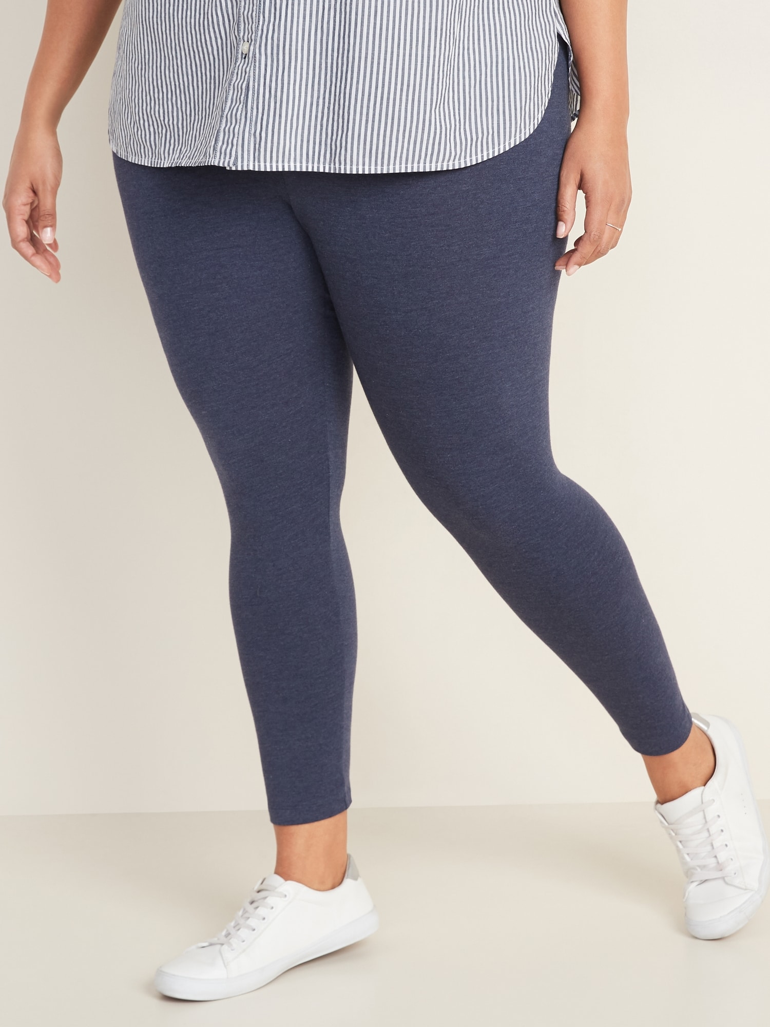 High-Waisted Plus-Size Jersey Full-Length Leggings