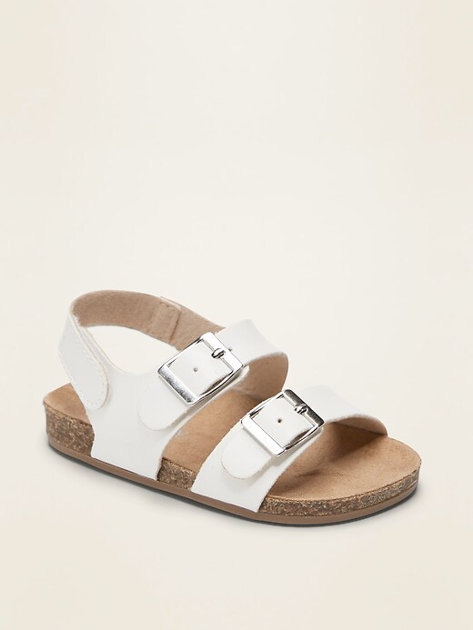 View large product image 1 of 4. Unisex Faux-Leather Double-Buckle Sandals for Baby