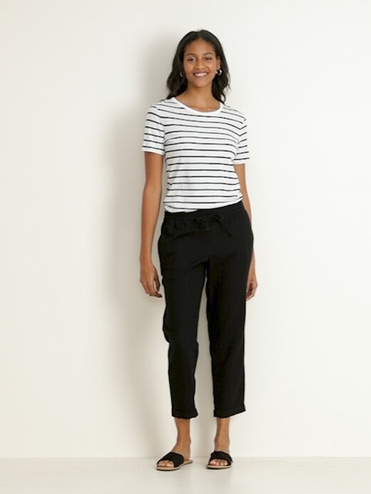 old navy mid rise linen blend pants