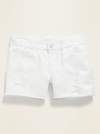 View large product image 3 of 3. Distressed White Twill Shorts for Girls