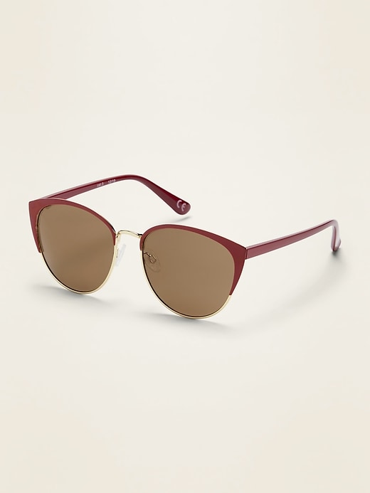 View large product image 1 of 1. Half-Frame Cat-Eye Sunglasses for Women
