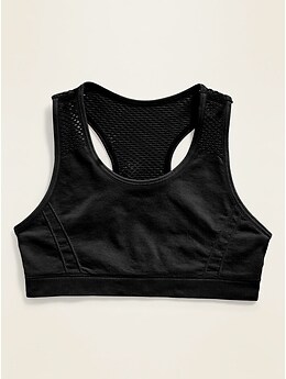 Seamless Go-Dry Mesh-Panel Sports Bra for Girls