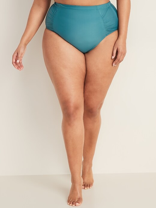View large product image 1 of 3. High-Waisted Secret-Slim Plus-Size Swim Bottoms