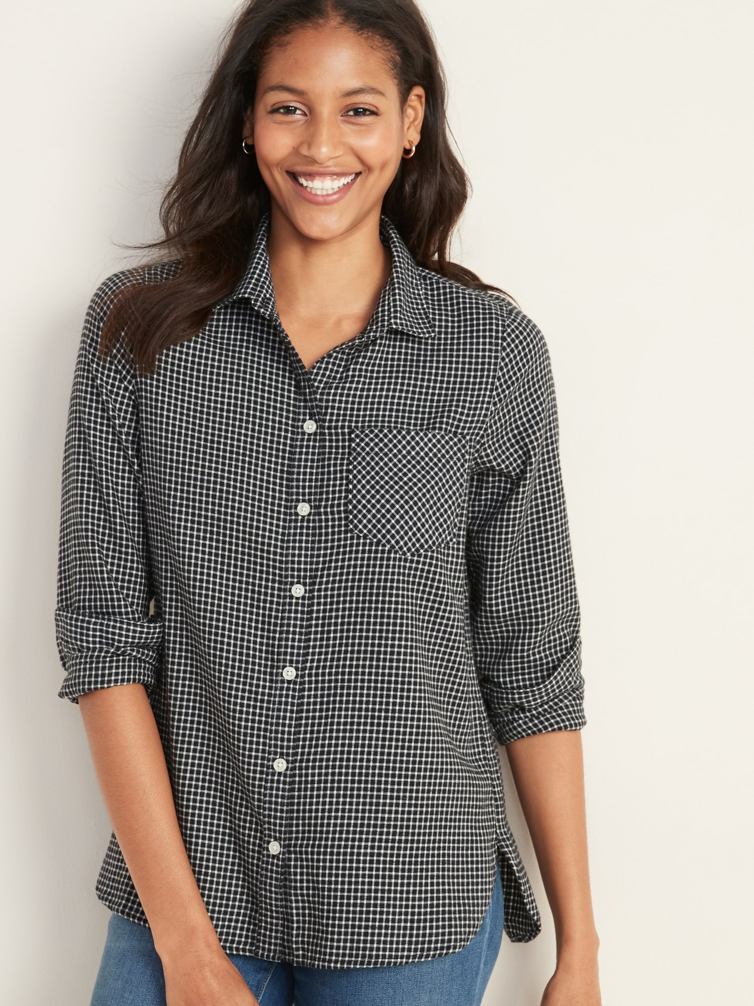 Patterned Flannel Classic Shirt for Women