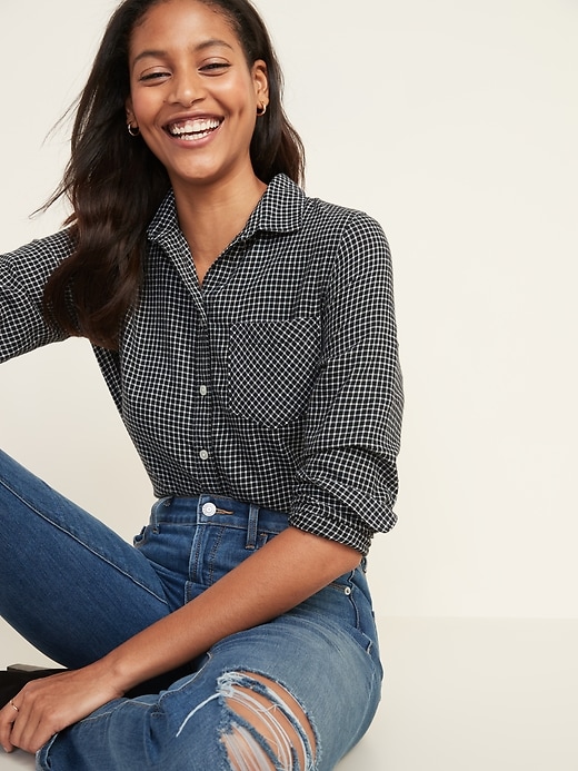 Black gingham 2024 shirt womens