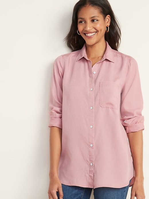 Old Navy Pigment-Dyed Tencel&#174 Twill Shirt for Women. 1