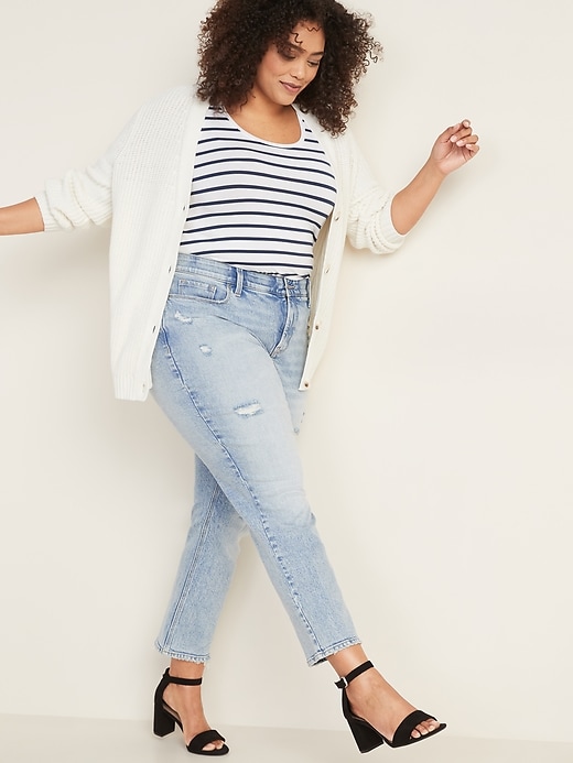 Image number 3 showing, High-Waisted Secret-Slim Pockets + Waistband Power Slim Straight Plus-Size Distressed Jeans