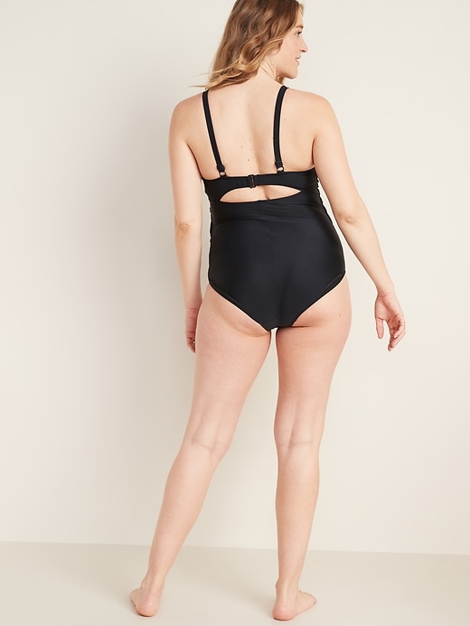 Image number 2 showing, Maternity Twist-Front V-Neck Swimsuit