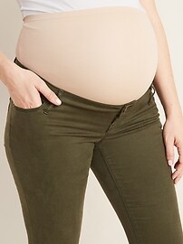 View large product image 3 of 3. Maternity Premium Full-Panel Rockstar Sateen Super Skinny Jeans