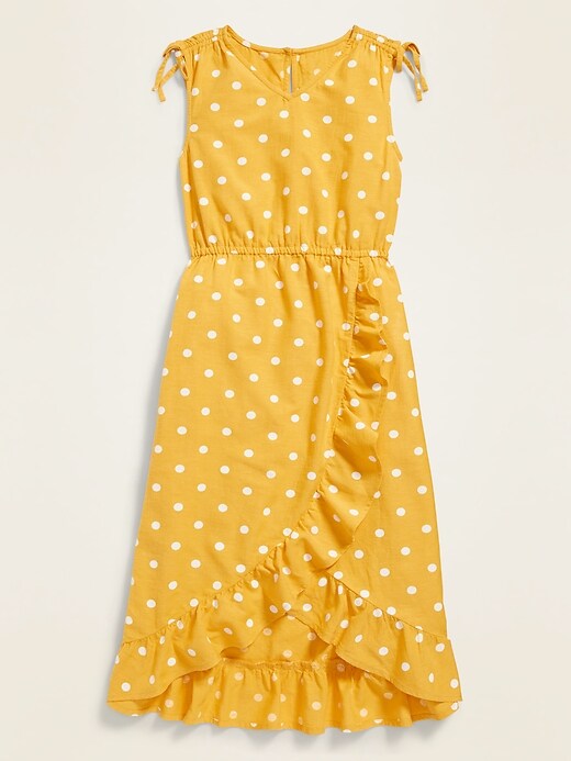 View large product image 2 of 3. Printed Faux-Wrap Midi Dress for Girls