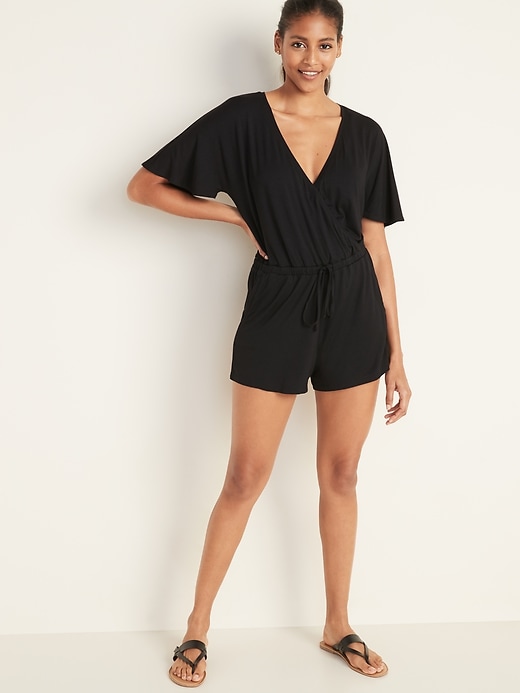 Image number 1 showing, Tie-Waist Swim Cover-Up Romper