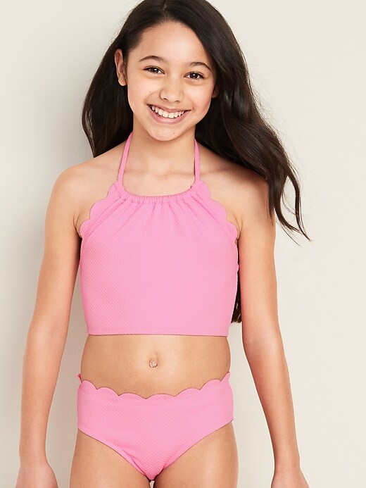 View large product image 1 of 2. Scallop-Trim Tankini Swim Set for Girls