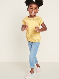 View large product image 3 of 4. Striped Textured-Knit Tie-Hem Top for Toddler Girls