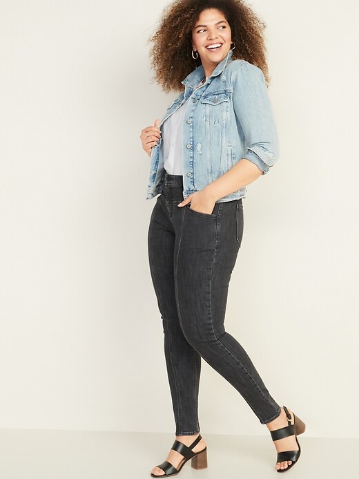 Image number 8 showing, Mid-Rise Rockstar Seamed Super Skinny Jeans for Women
