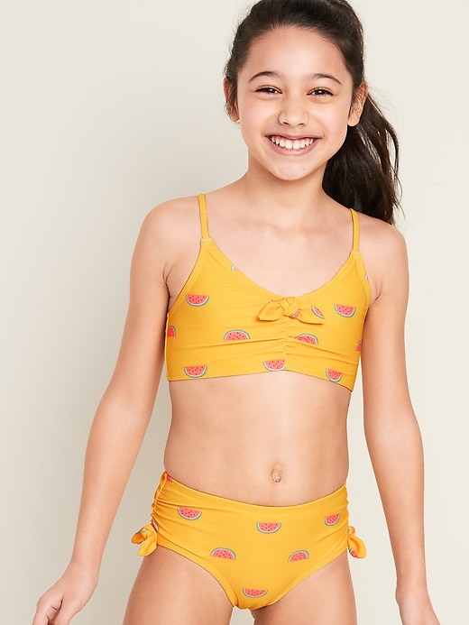View large product image 1 of 3. Printed Tie-Front Bikini for Girls