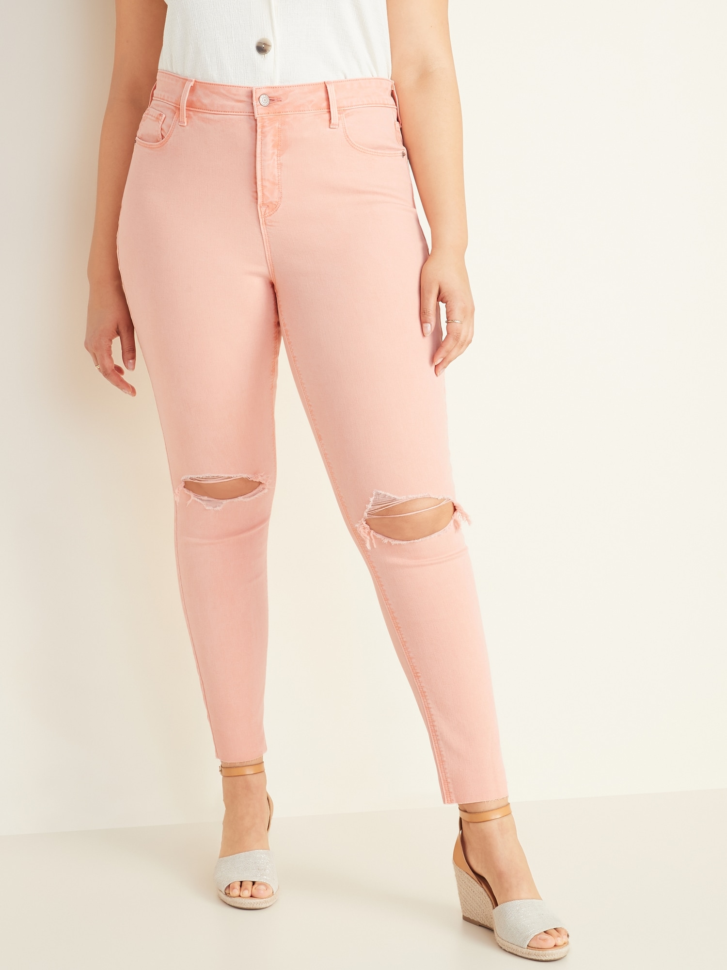 peach colored jeans for womens