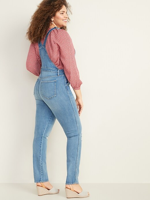 Image number 7 showing, Distressed Jean Side-Zip Overalls for Women
