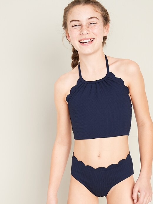 View large product image 1 of 3. Scallop-Trim Tankini Swim Set for Girls