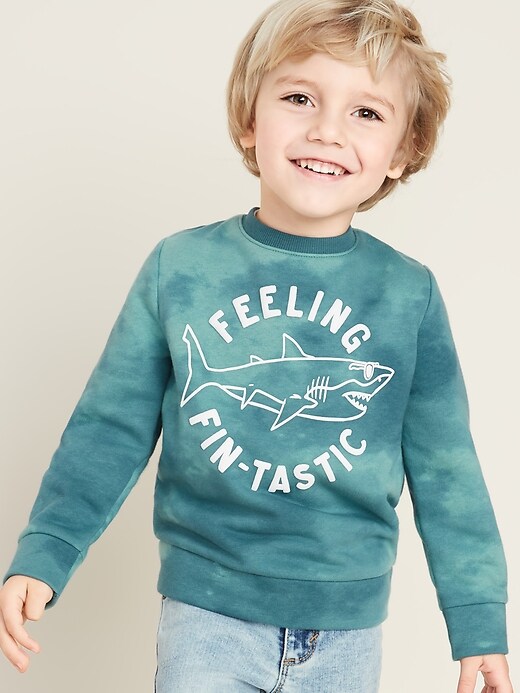 View large product image 1 of 4. "Feeling Fin-Tastic" Graphic Sweatshirt for Toddler Boys
