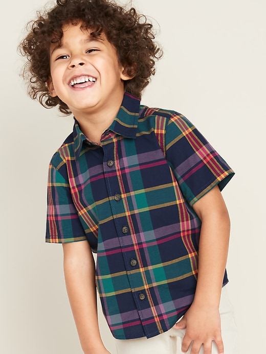 View large product image 1 of 6. Plaid Poplin Shirt for Toddler Boys