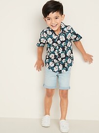 View large product image 3 of 6. Floral-Print Built-In Flex Poplin Shirt for Toddler Boys