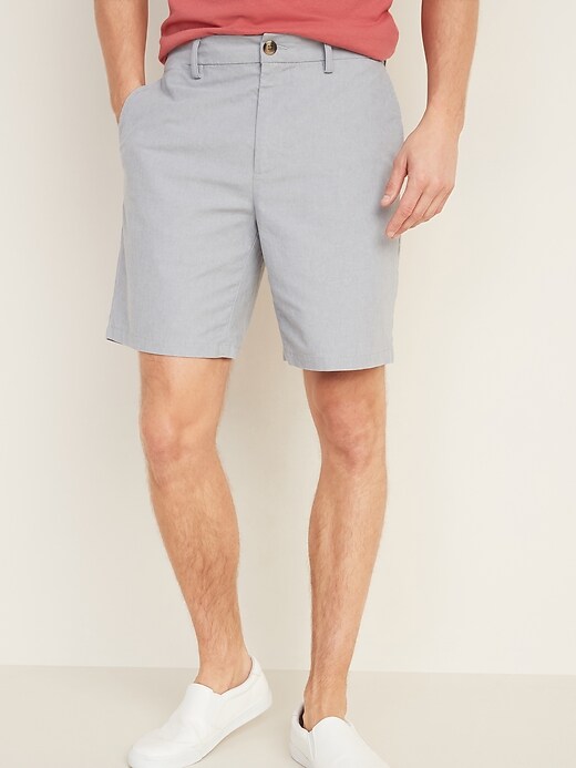 View large product image 1 of 1. Slim Ultimate Chambray Shorts -- 8-inch inseam