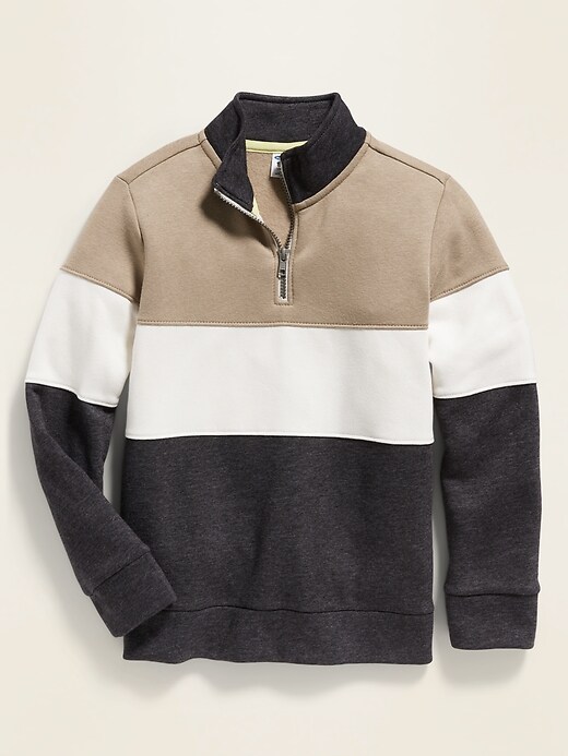 View large product image 1 of 1. Color-Blocked 1/4-Zip Mock-Neck Sweatshirt For Boys