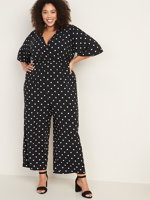 Image number 1 showing, Plus-Size Wrap-Front Bell-Sleeve Jumpsuit