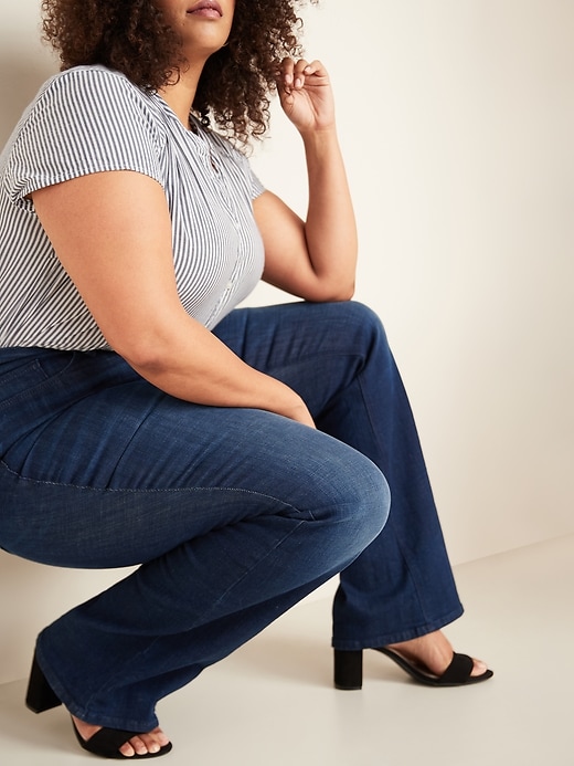 Navy Plus Size Relaxed Fit Top and Flare Pants Set – shopsouthernsunshine