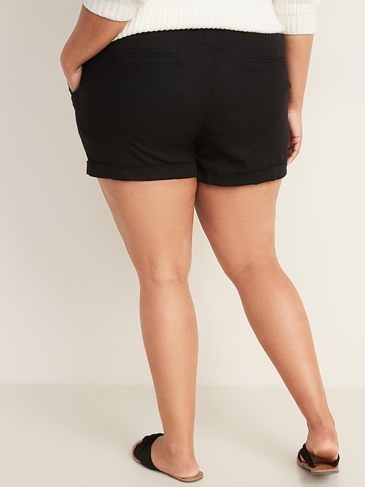 View large product image 2 of 3. Mid-Rise Plus-Size Linen-Blend Shorts