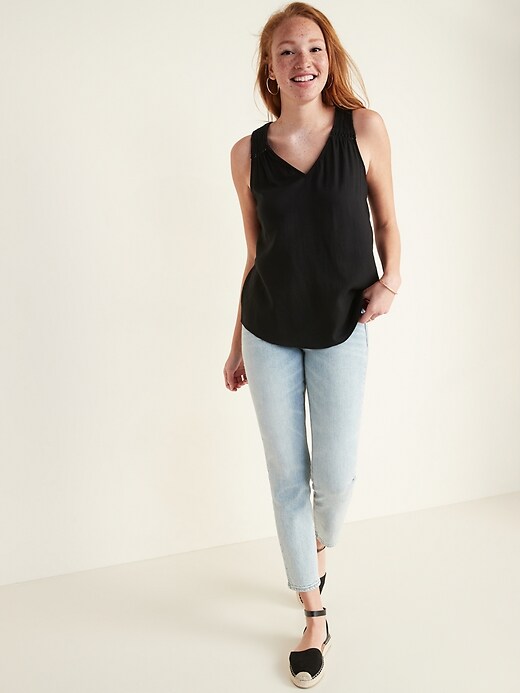 Image number 3 showing, Twill Cut-Out Back V-Neck Tank Top for Women