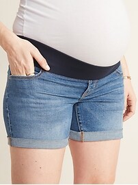 View large product image 3 of 3. Maternity Front Low-Panel Boyfriend Jean Shorts -- 5-inch inseam