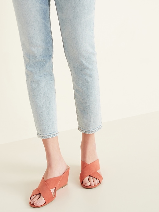 Image number 2 showing, Faux-Suede Cross-Strap Wedge Sandals