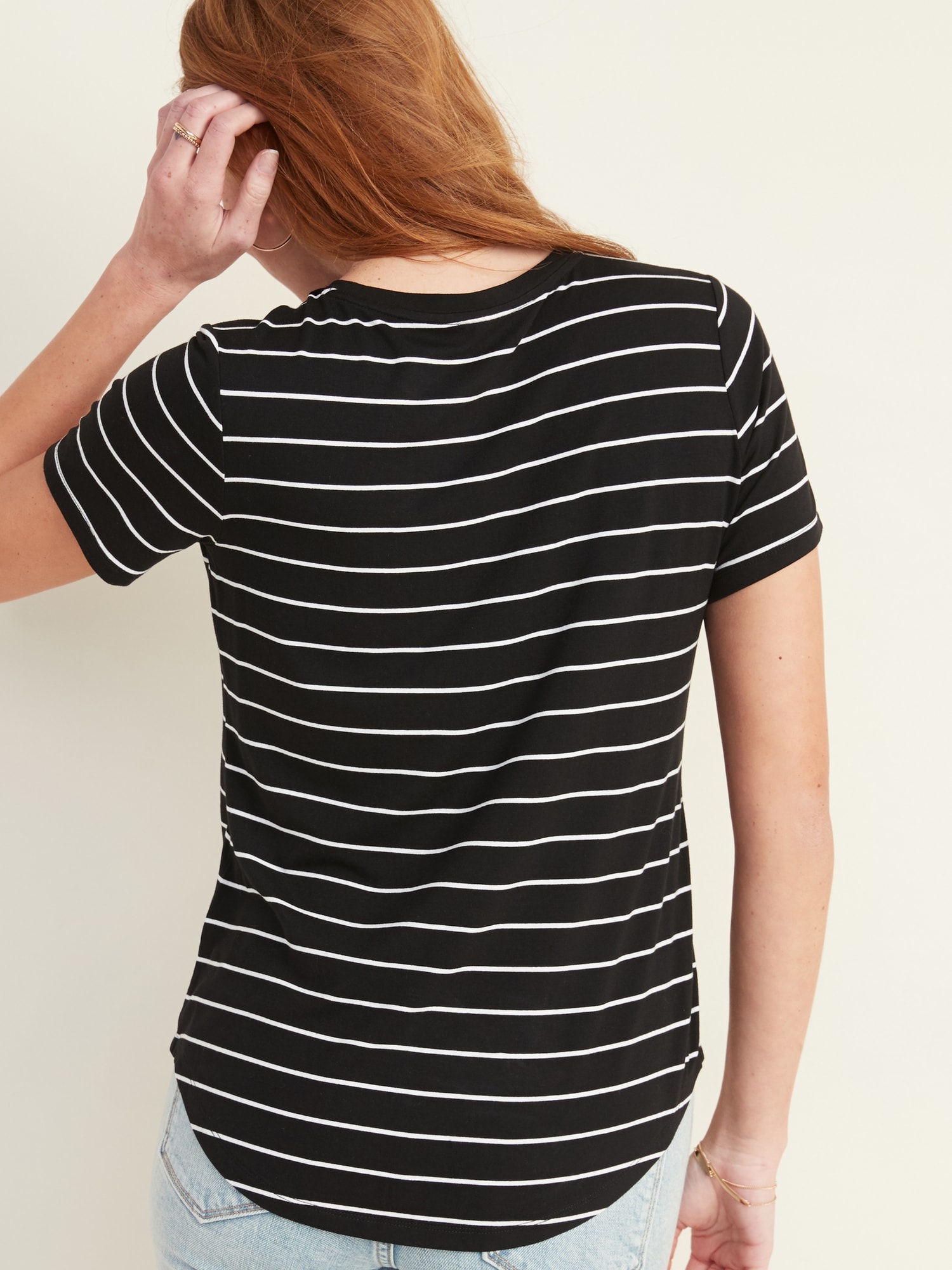 old navy black and white striped shirt