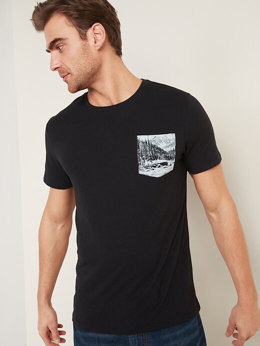 View large product image 1 of 2. Graphic Soft-Washed Chest-Pocket Tee