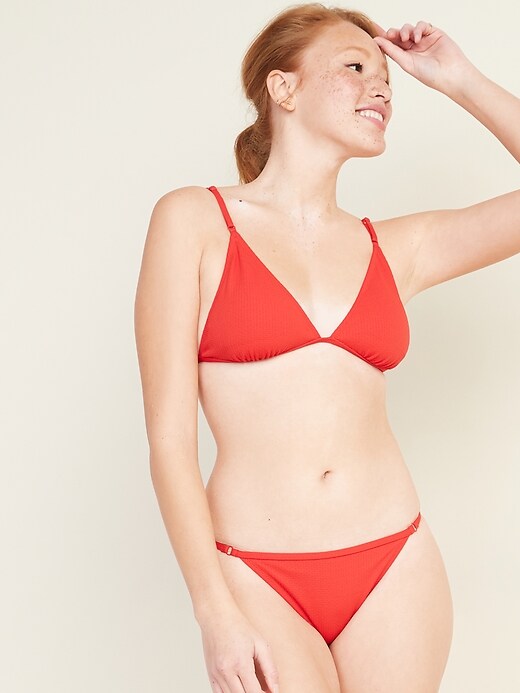 Image number 1 showing, Textured Pique String Bikini Swim Top