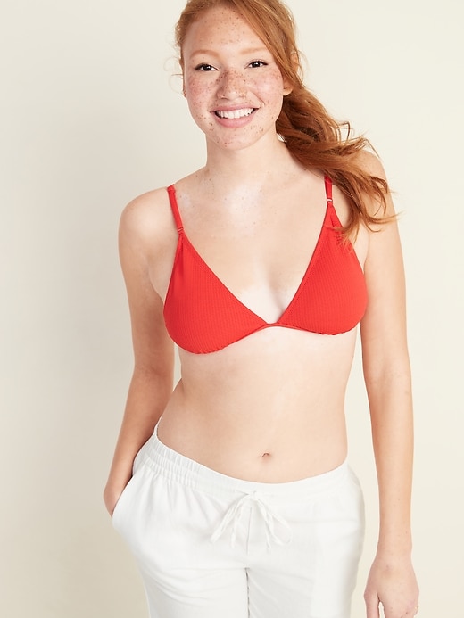 Image number 4 showing, Textured Pique String Bikini Swim Top