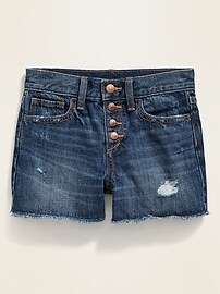 View large product image 3 of 3. High-Waisted Button-Fly Jean Cut-Offs for Girls