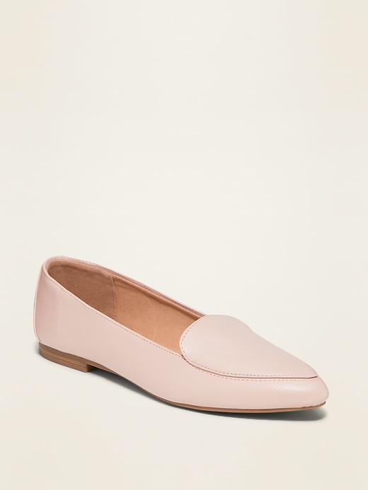 View large product image 1 of 1. Faux-Leather Pointy-Toe Loafers