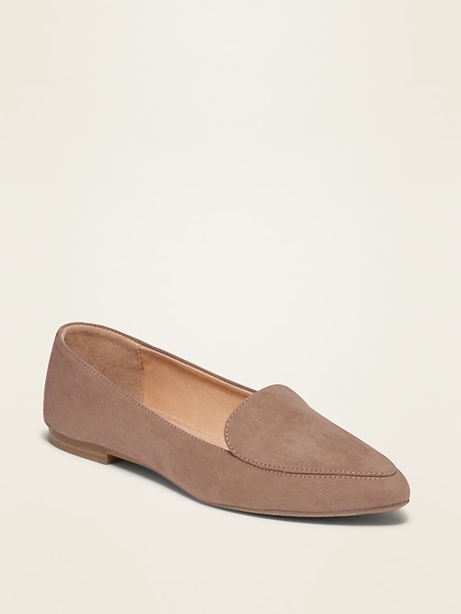 View large product image 1 of 1. Faux-Suede Pointy-Toe Loafers