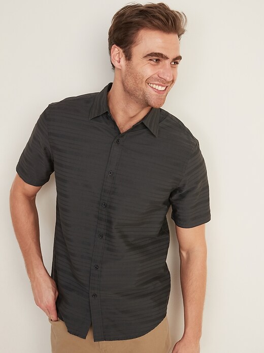View large product image 1 of 1. Textured-Dobby Short-Sleeve Shirt