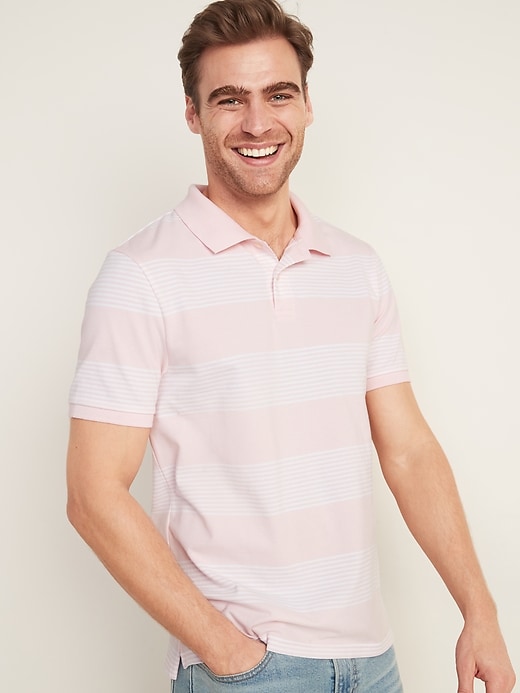 View large product image 1 of 1. Striped Moisture-Wicking Pro Polo
