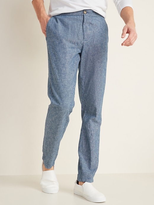 Oldnavy Slim Built-In Flex Linen-Blend Interior Drawstring Pants for Men