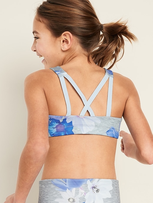 View large product image 1 of 2. Go-Dry Cool Strappy Printed Sports Bra for Girls