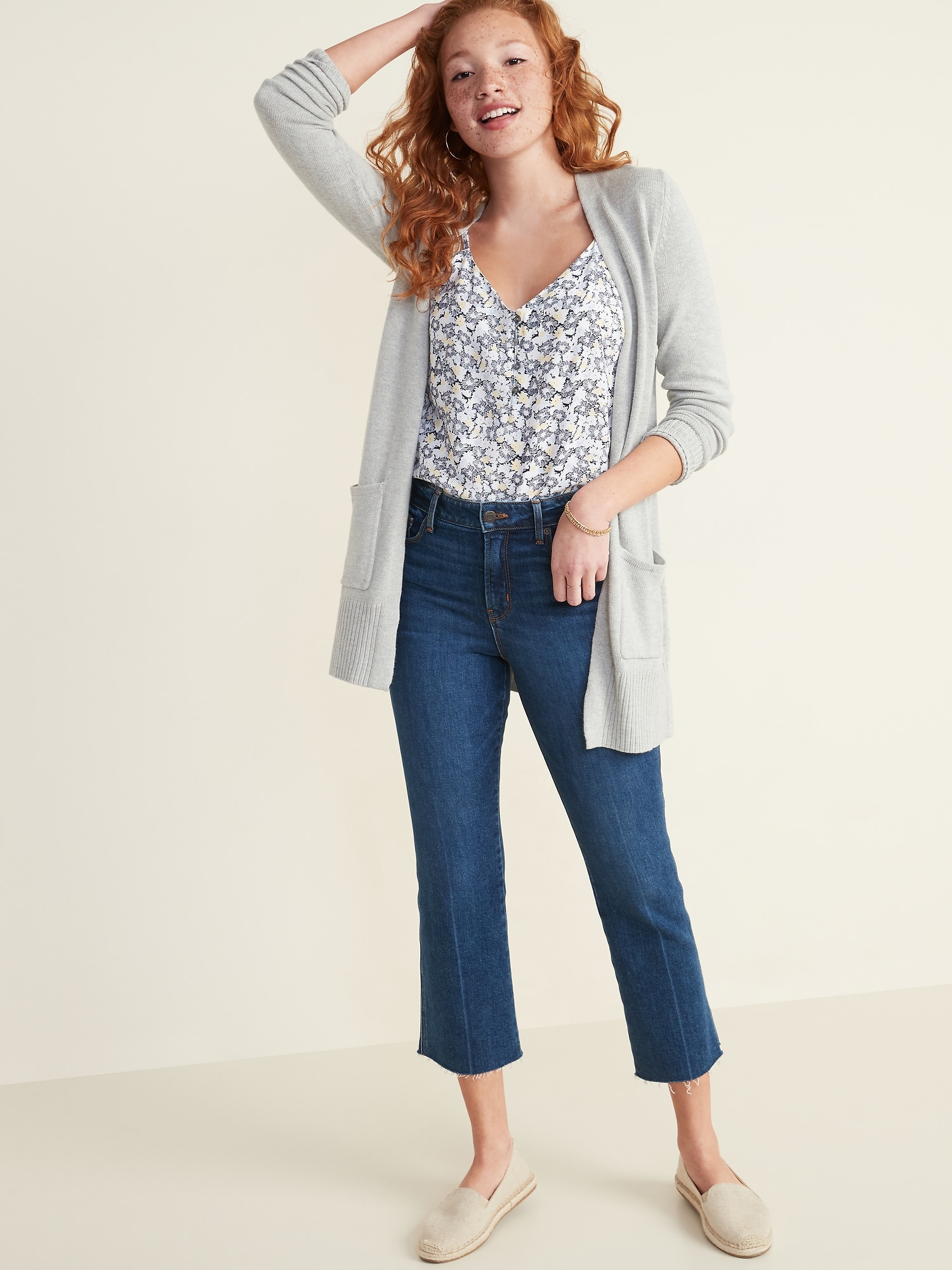 old navy open front longline sweater