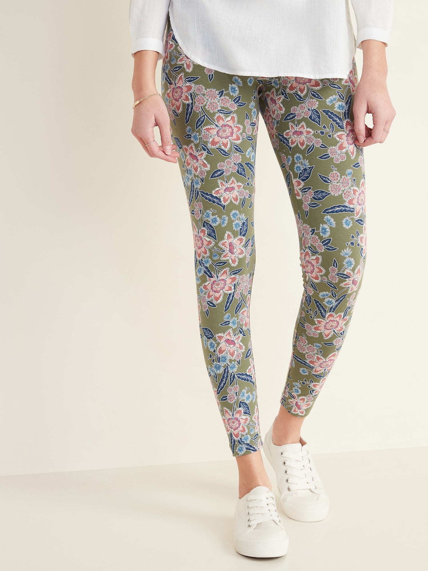 Floral Printed Jersey High Rise Leggings