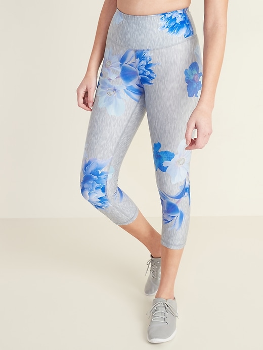 View large product image 1 of 1. High-Waisted Elevate Floral Compression Crops