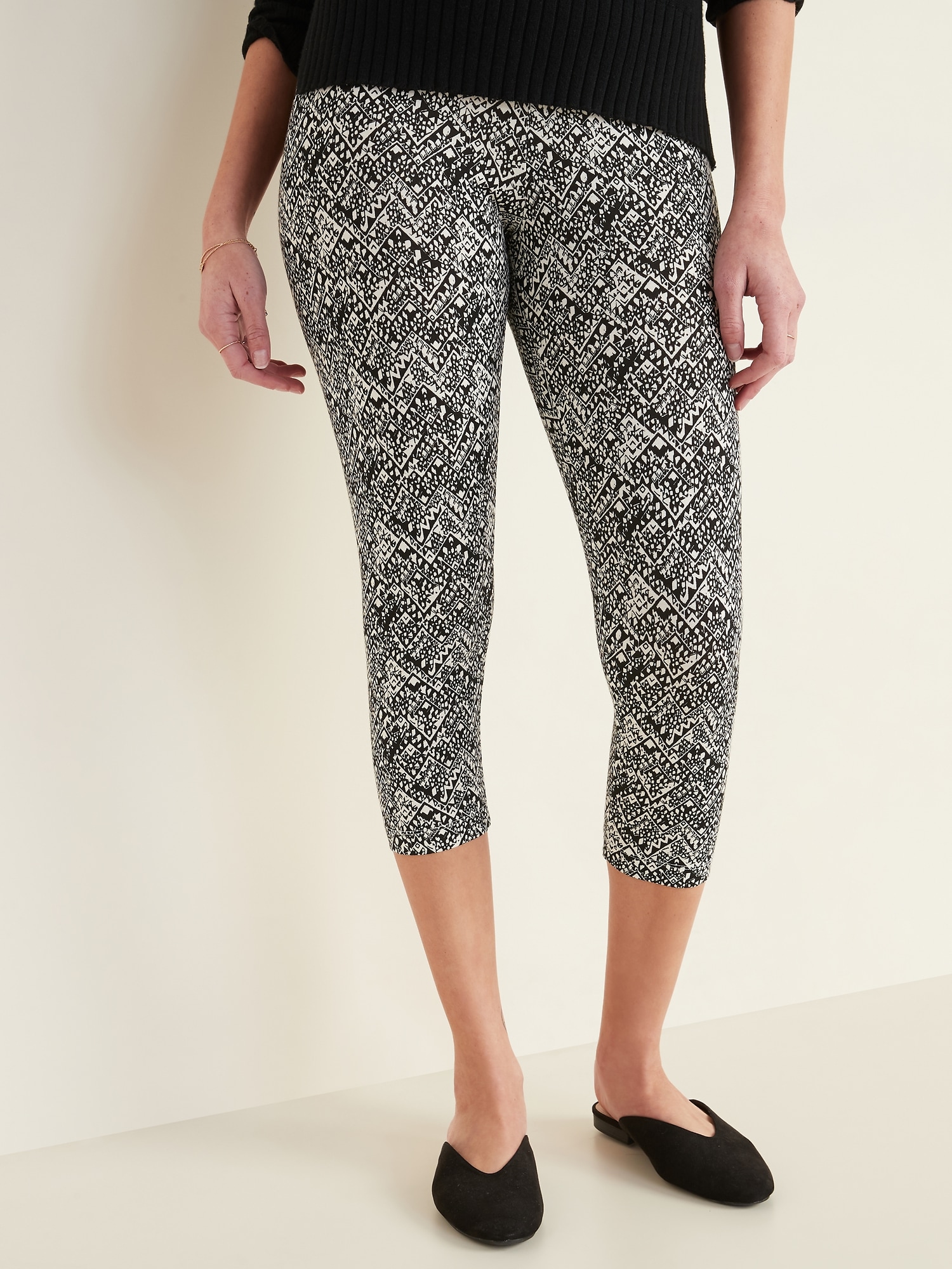 Mid-Rise Cropped Printed Leggings For Women