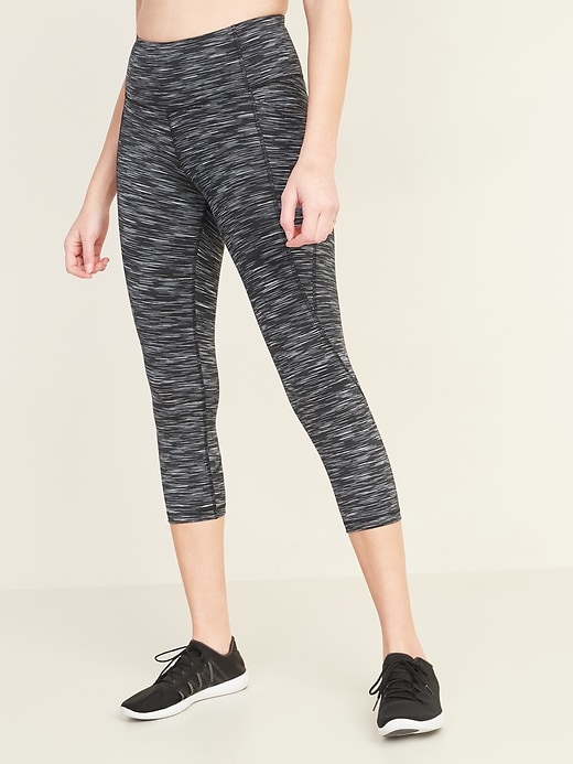 View large product image 1 of 3. High-Waisted Elevate Side-Pocket Crop Leggings